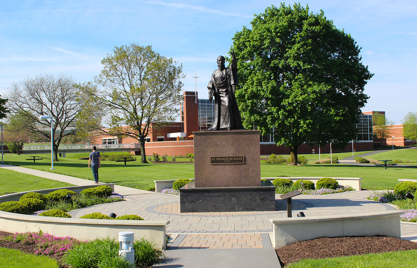 St Francis de Sales statue on campus